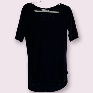 Athleta- High Low Sheer Black T-Shirt-Size Small